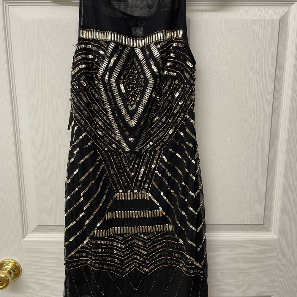 Black and Gold Sequin Dress